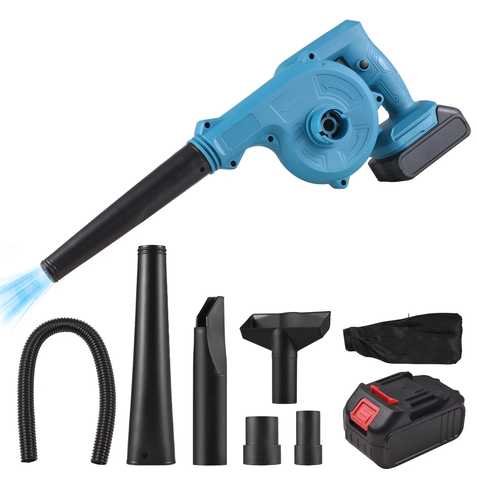 Cordless Blower with Battery 2-in-1 21V Cordless Electric Blower and Vacuum Cleaner 63MPH Handheld Battery Powered Small Blower for Lawn Care/Dust/ Hair with Dust Bag