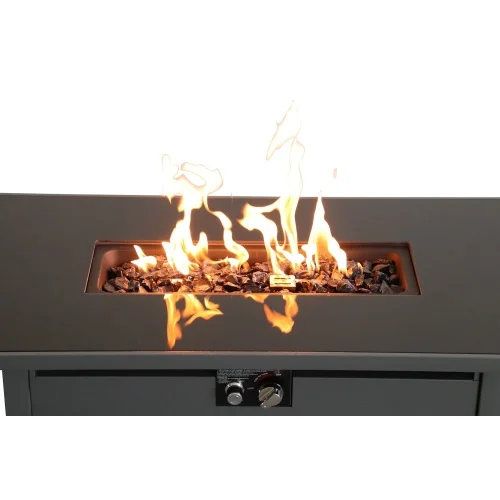 Buumin Living Source International 42 White Smoked Glass Metal Rectangle Fire Pit