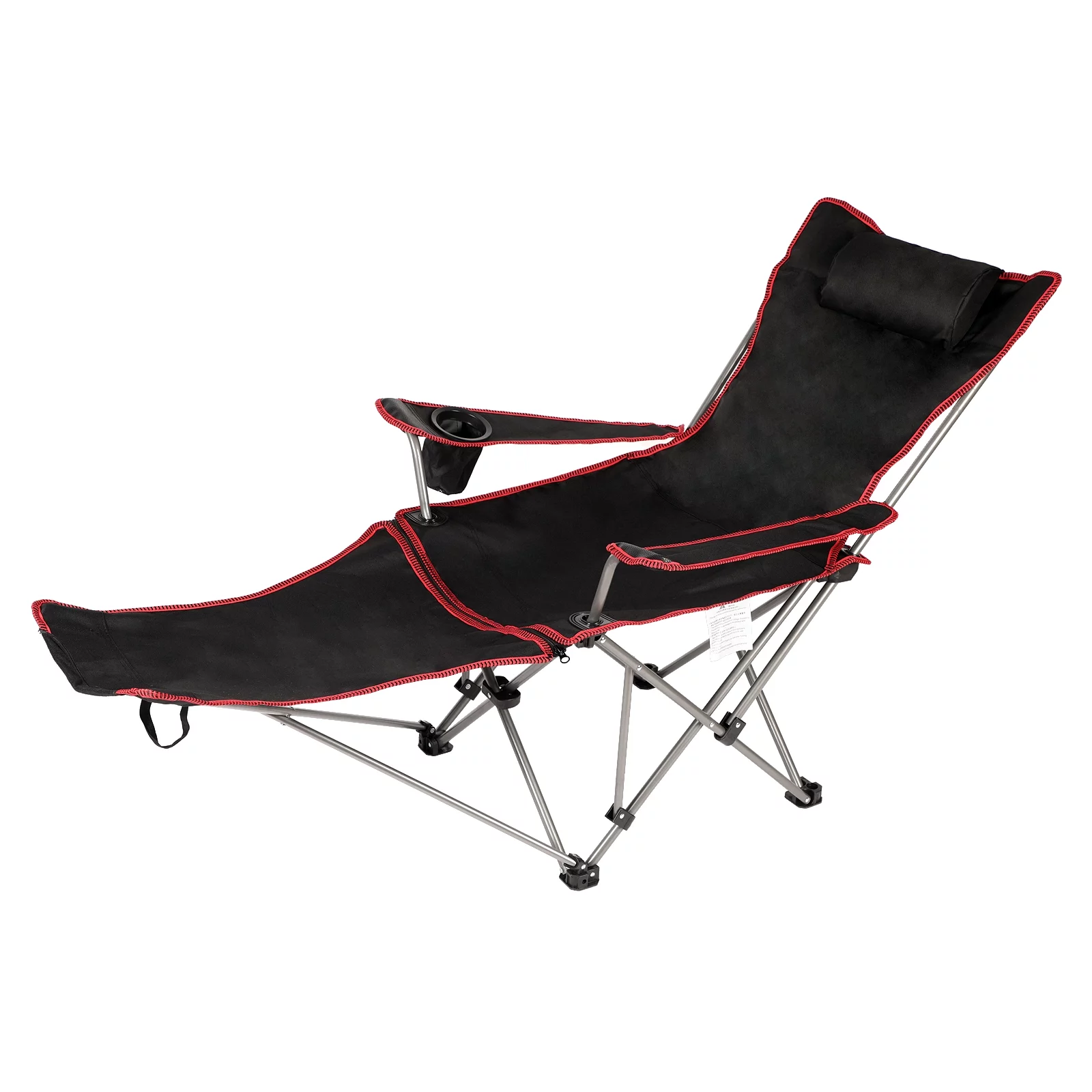 General Removable Footrest Reclining Camping Chair, 1-Pack, Black