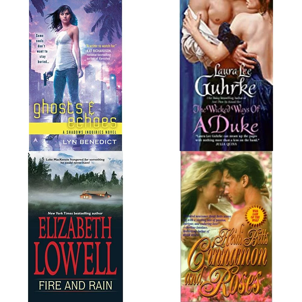 Assorted Romance Paperback Book Bundle (4 Pack): Ghosts & Echoes A Shadows Inquiries Novel Mass Market Paperback, The Wicked Ways of a Duke Mass Market Paperback, Fire and Rain MacKenzie-Blackthorn, B
