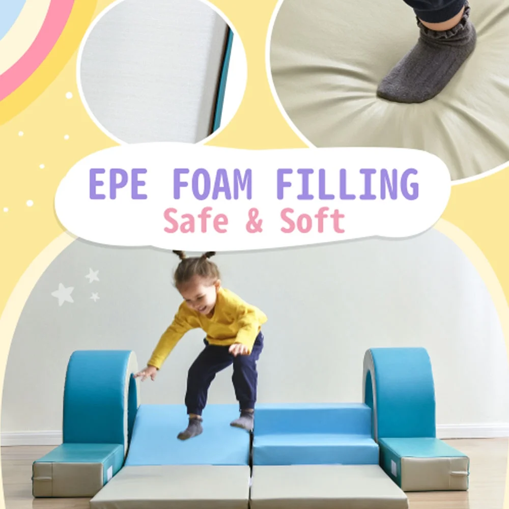 Soft Climb and Crawl Foam Playset 10 in 1, Safe Soft Foam Nugget Block