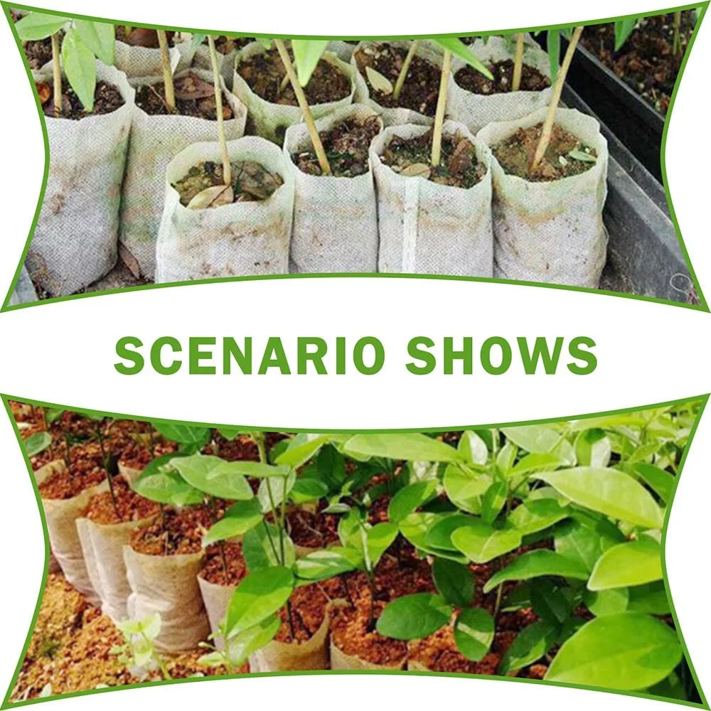 Seedling Plant Grow Bags, Biodegradable Non-Woven Nursery Fabric Seeding Starting Fiber Soil Transplant Pouches, Home Garden Supply - 12 x15 cm (Pack of 40 Pcs)