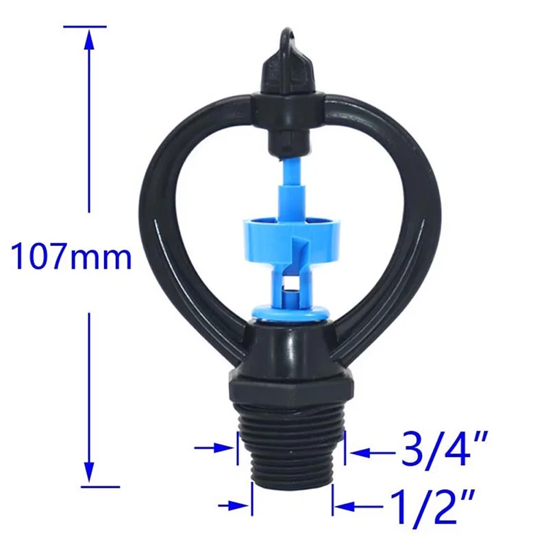 1/2 3/4 In Farm Sprinkler 360 Degrees Rotary Lawn Water Content Garden Water AL