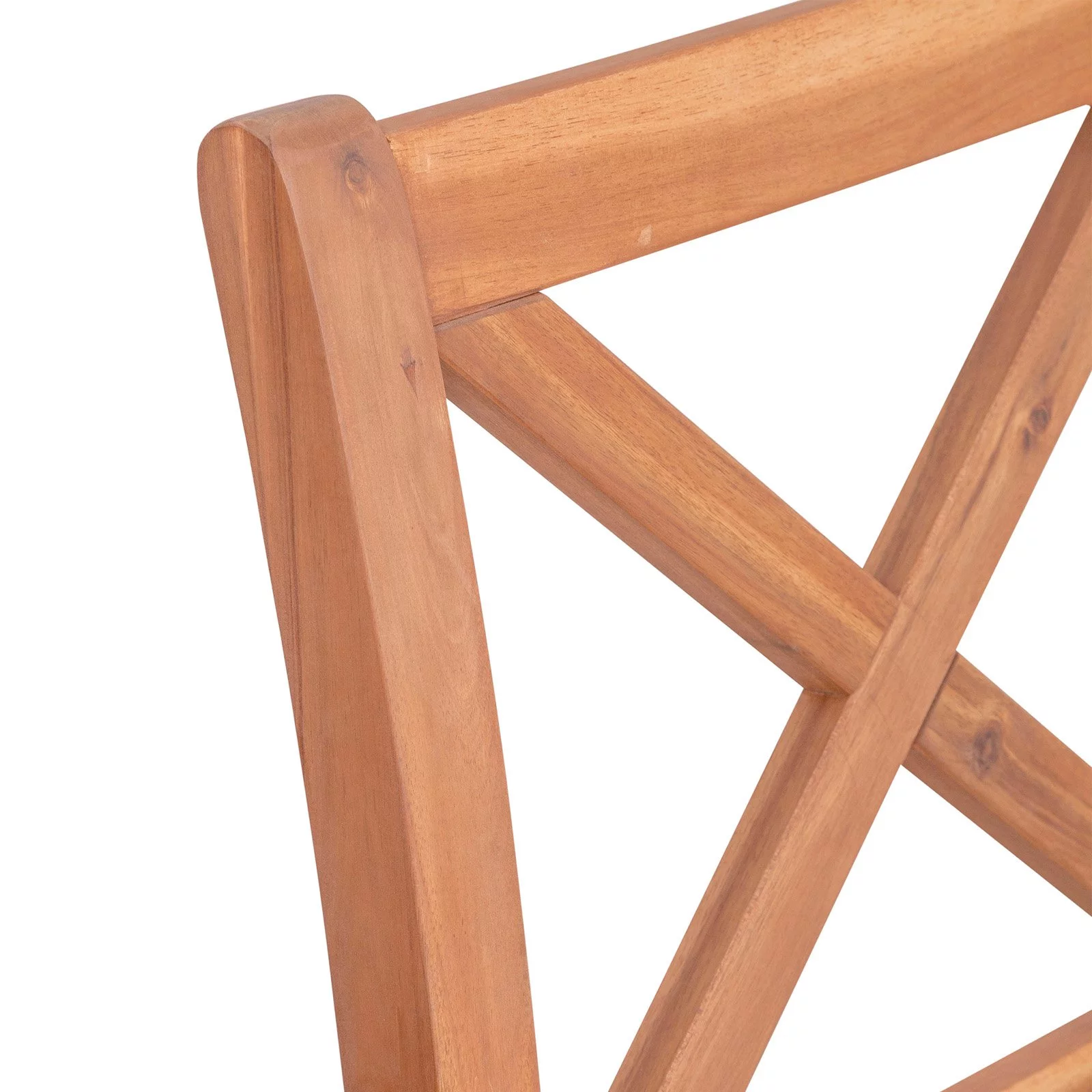 Acacia Wood X-Back Patio Chairs with Cushions in Brown - Set of 2