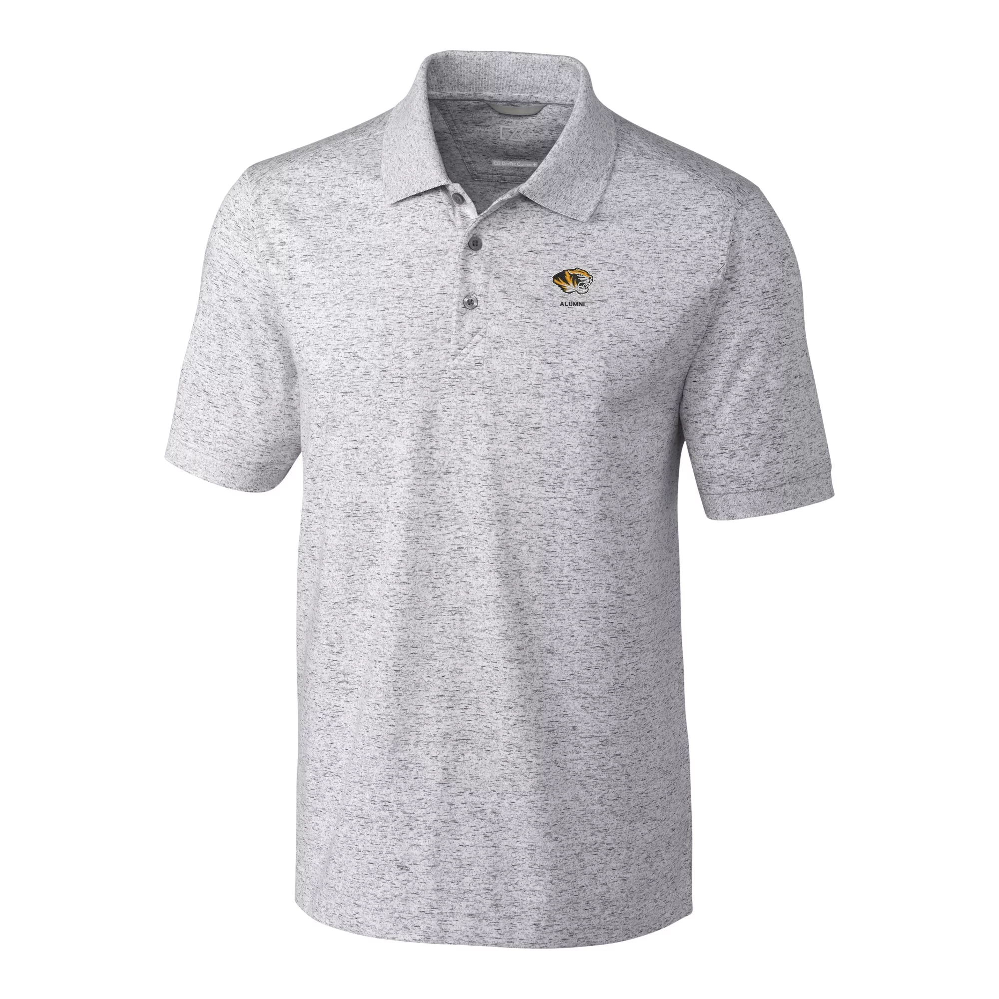Men's Cutter & Buck  Gray Missouri Tigers Alumni Logo Advantage Space Dye Tri-Blend DryTec Polo