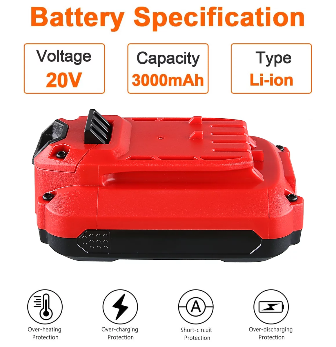 2Pack 3000mAh CMCB204 V20 Replacement Craftsman 20v Lithium Ion Battery Compatible with CMCB204 CMCB201 CMCS300B CMCG400B CMCB104