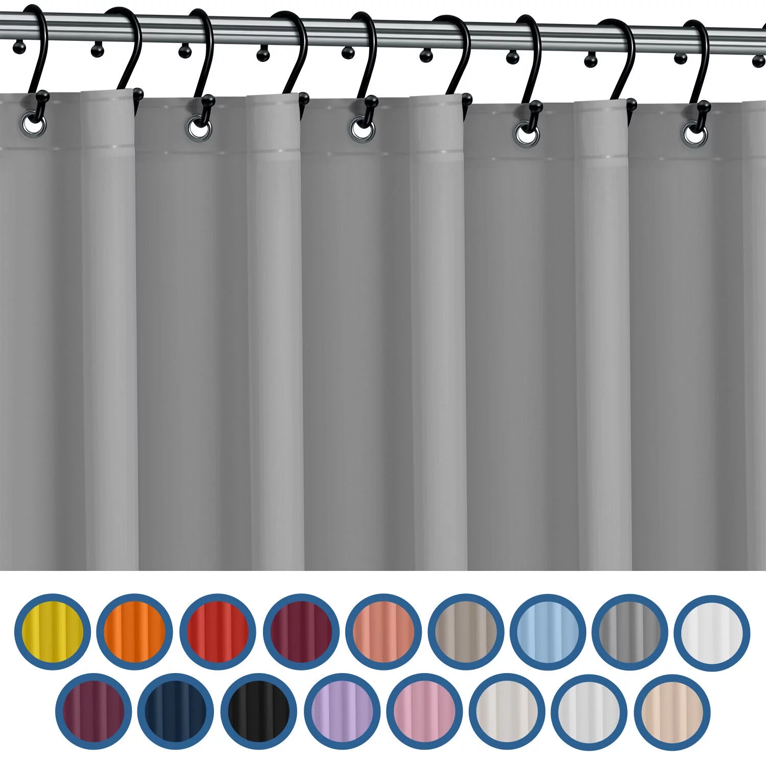 HEAVY DUTY MILDEW FREE VINYL WATERPROOF SHOWER CURTAIN LINER WITH MAGNETS