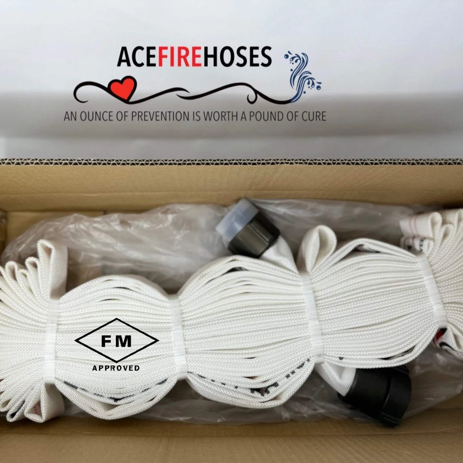 SALE - Fire Cabinet Hose 75' x 1.5 (4 pack), Folded, Pyro-lite Aluminum Couplings, TPU Lining (dated Jan 2023)FM Approved