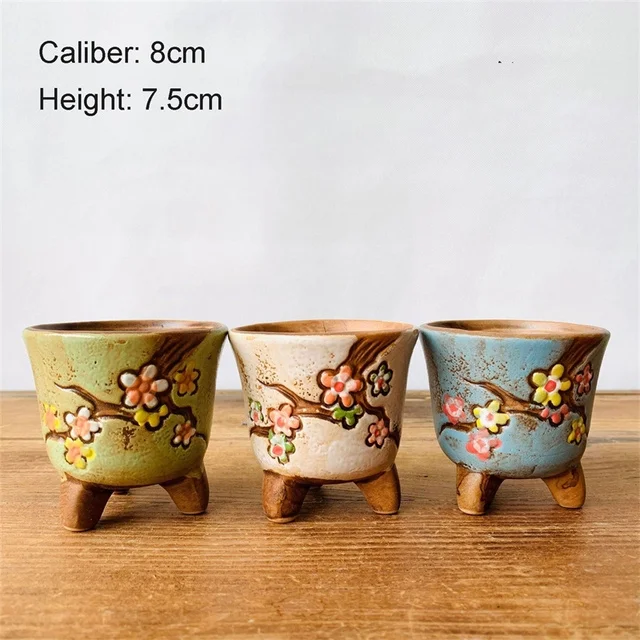 Korean Hand-painted Ceramic Flower Pot - Simple and Fleshy Design  Coarse Pottery Style  Permeable Pot for Fresh Thumb Plants - Ideal for Peach Egg Flesh Flowers (1pc)
