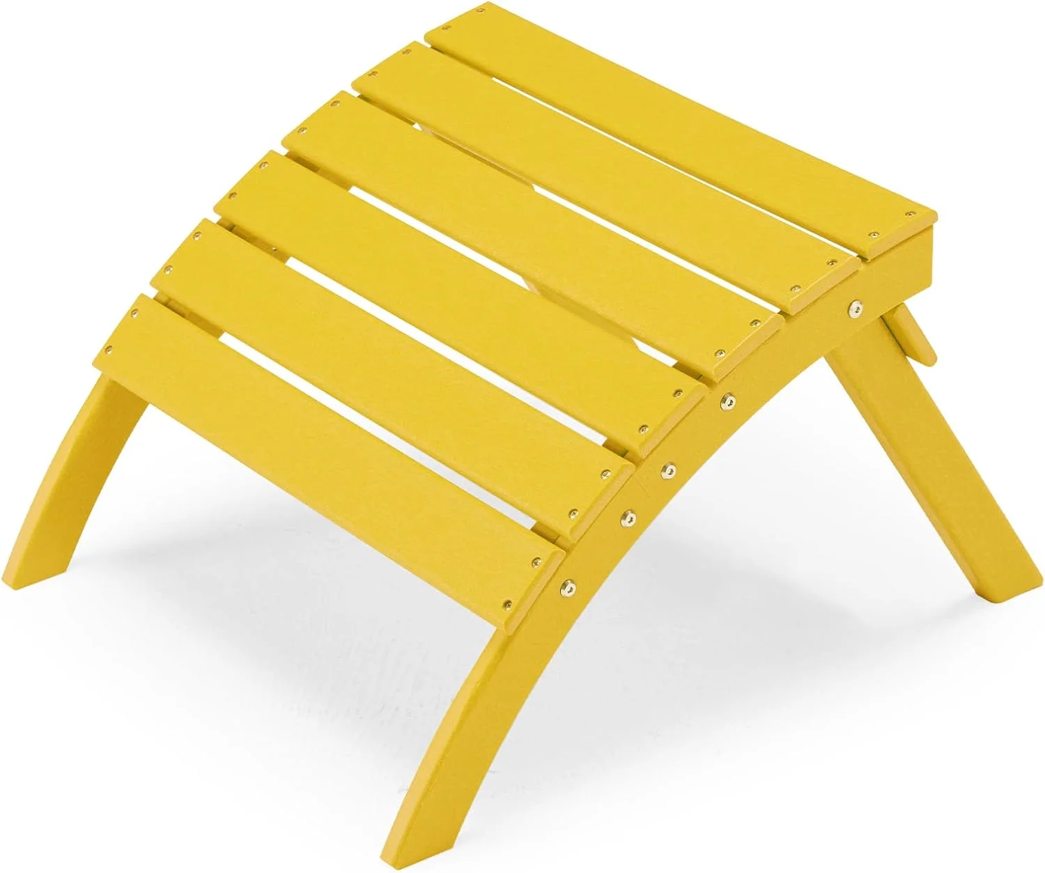 Folding Adirondack Ottoman for Adirondack Chair, HDPE All Weather Outdoor Footrest Poly Lumber Adirondack Footstool for Patio, Backyard, Garden, Easily Storage - Yellow
