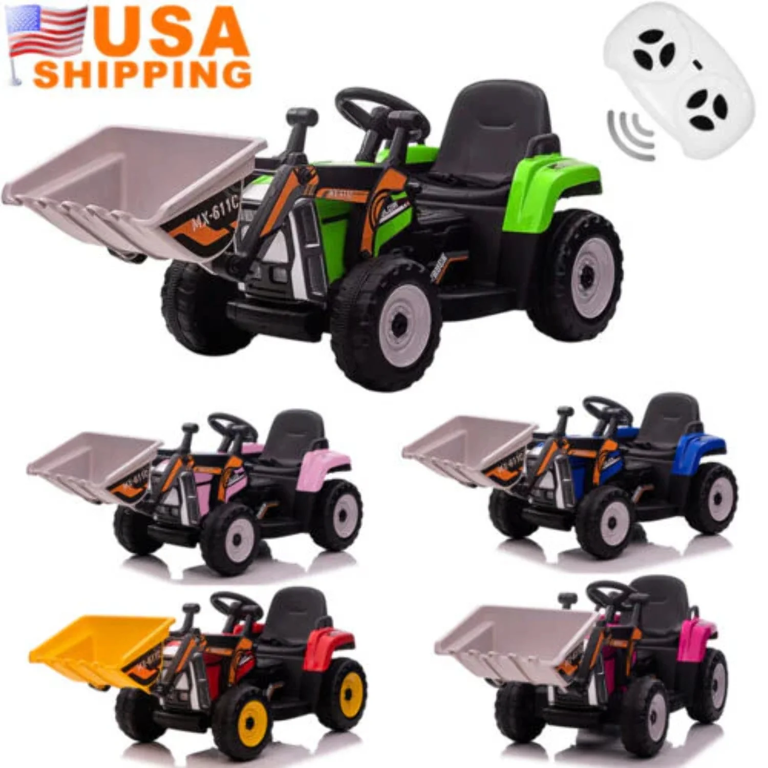 3-Speed Kids Ride-On Excavator with Music and Tractor Design for Outdoor Fun