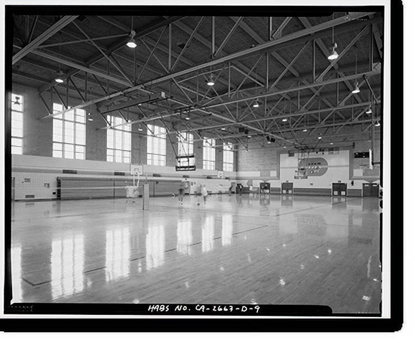 Historic Framed Print, Roosevelt Base, Auditorium-Gymnasium, West Virginia Street between Richardson & Reeves A, Long Beach, Los Angeles County, CA - 9, 17-7/8