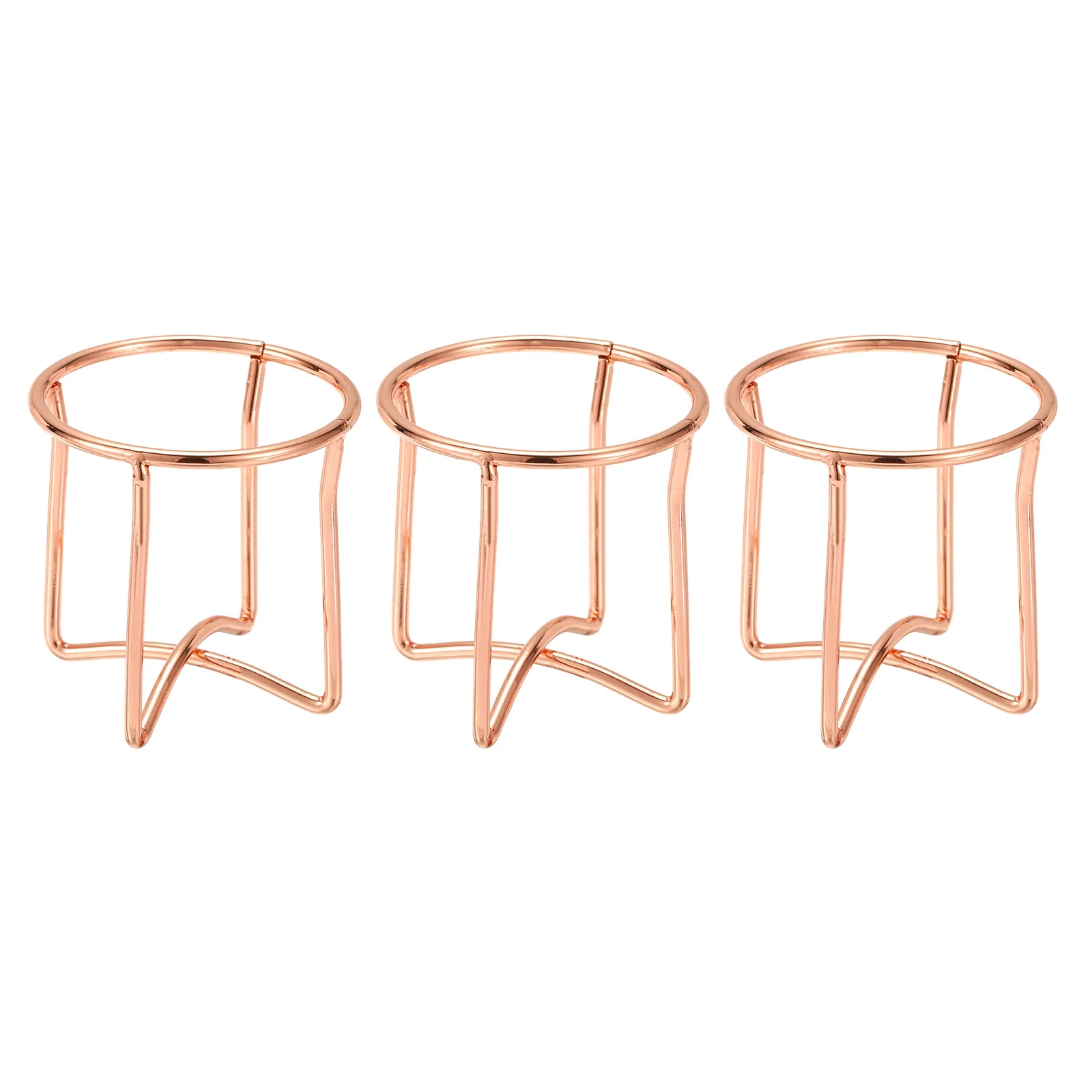 Uxcell 1.73''Air Plant Stand Holder Round Pot Container Metal Rose Gold 3Pcs