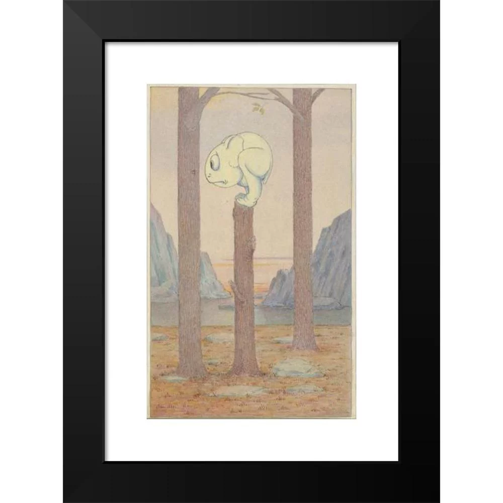 Herbert Crowley 11x14 Black Modern Framed Museum Art Print Titled - The ‘Wiggle Much’ Creature on a Tree Stump Looking at a Bug (circa 1910)