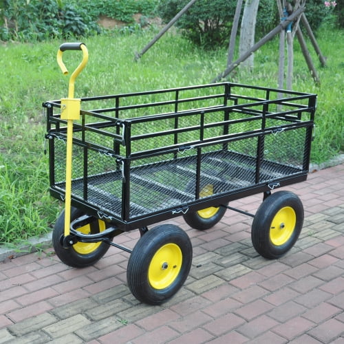 Buumin Big Wagon Cart Garden cart trucks make it easier to transport firewood Yellow+BlackB