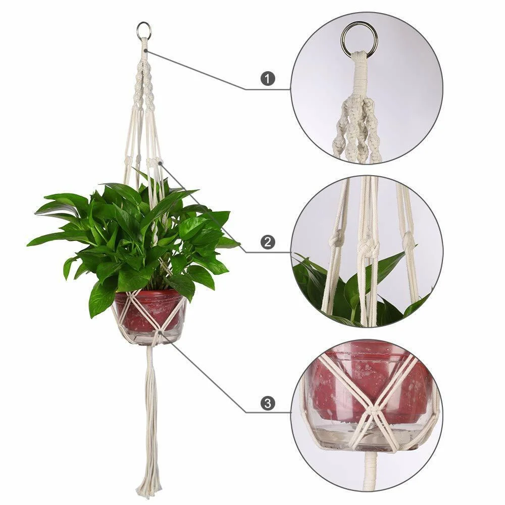 41 Inch Plant Hanger Flower Pot Plant Holder Large 4 Legs Macrame Jute Pack of 2