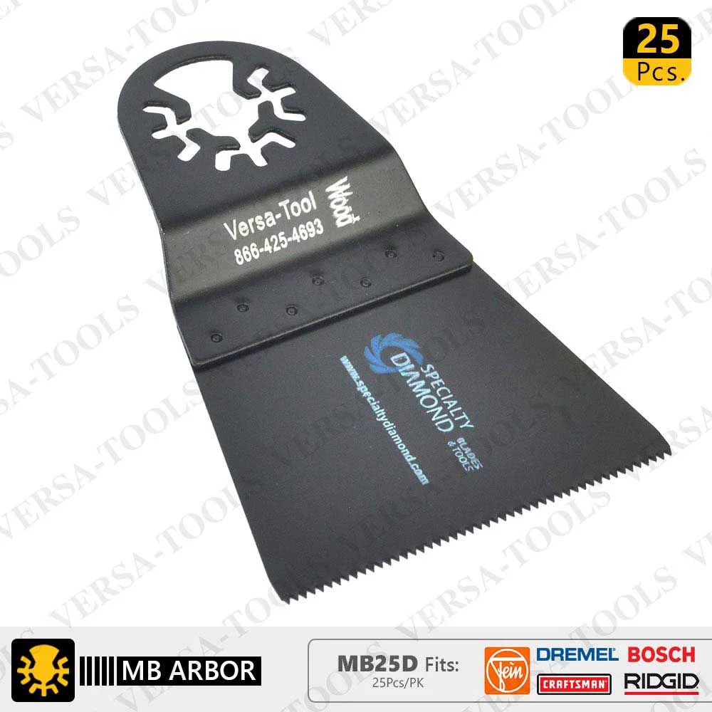 Versa Tool MB25D 65mm HCS Wood Cutting Multi-Tool Saw Blades 25/Pk Fits Fein Multimaster, Dremel, Bosch, Craftsman, Ridgid Oscillating Tools