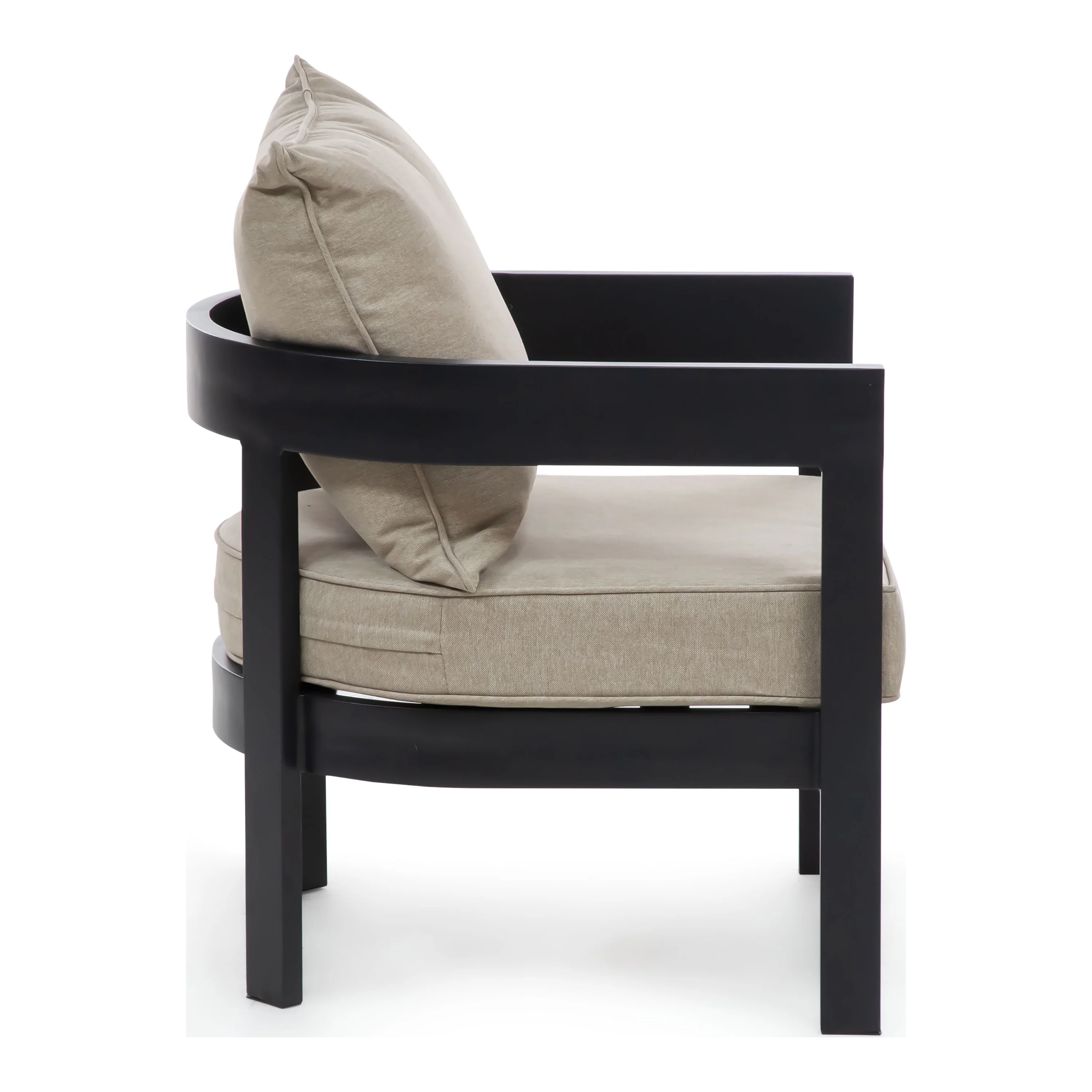 Furniture of America Drom Aluminum 3-Piece Patio Table and Chairs Set, Black and Beige