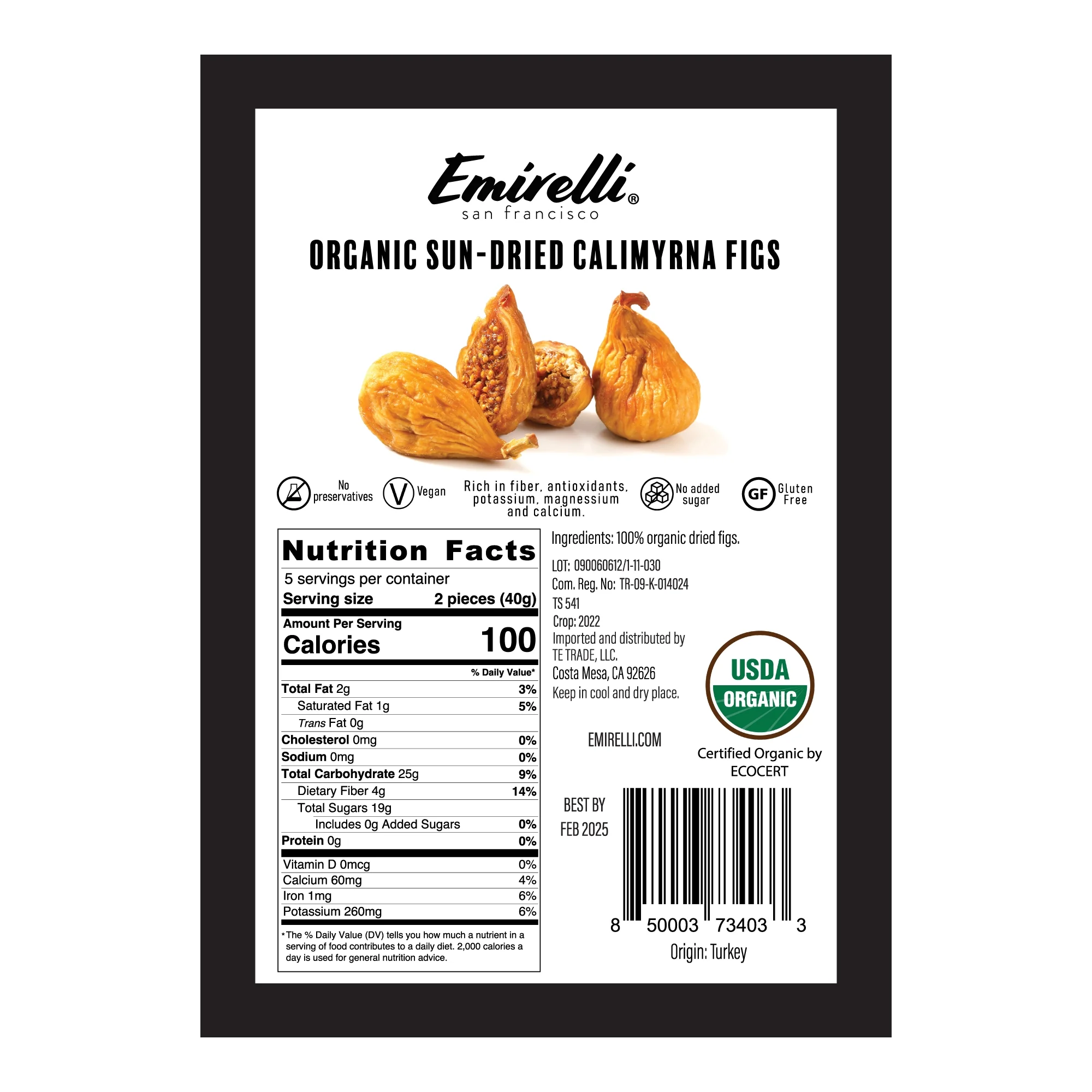 Emirelli Organic Sun-Dried Calimyrna Figs