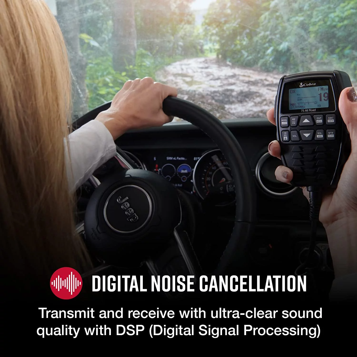 Cobra 75 All Road Wireless AM/FM CB Radio with Digital Noise Cancellation & Bluetooth (CCBR75AR01)