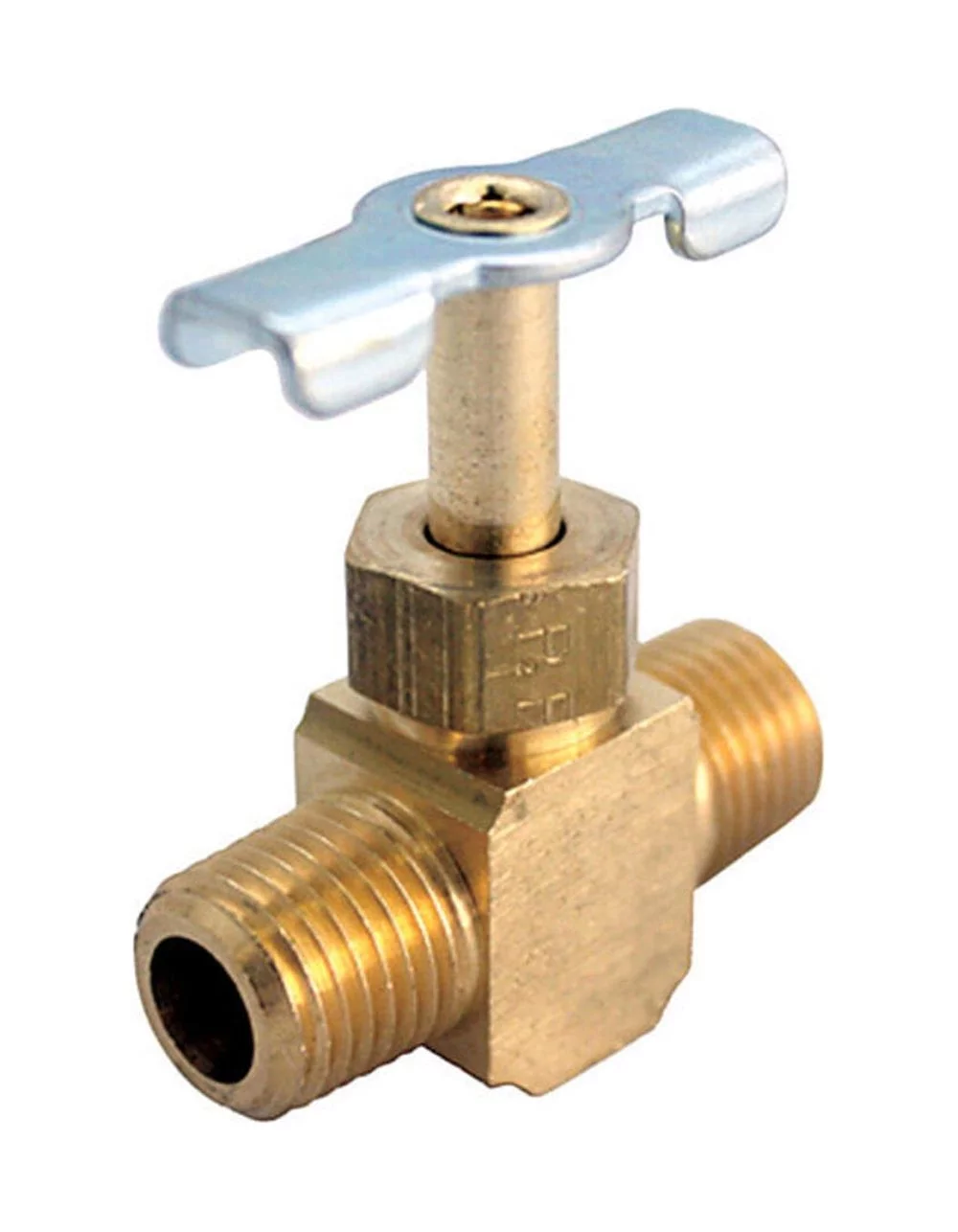 JMF 4506572 0.25 in. MIP x 0.25 in. MIP Yellow Brass Lead Free Needle Valve Compression