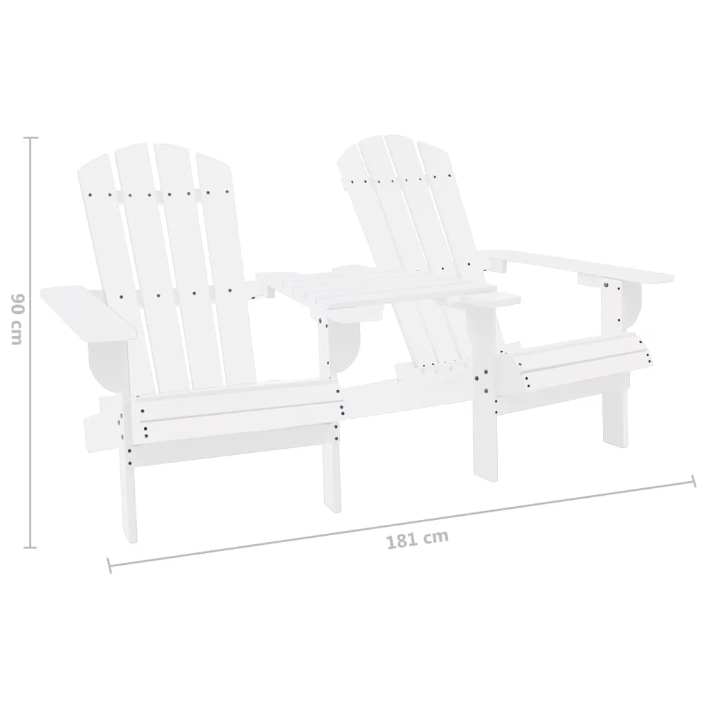 Walmeck Patio Adirondack Chairs with Tea Table Solid Wood Fir White