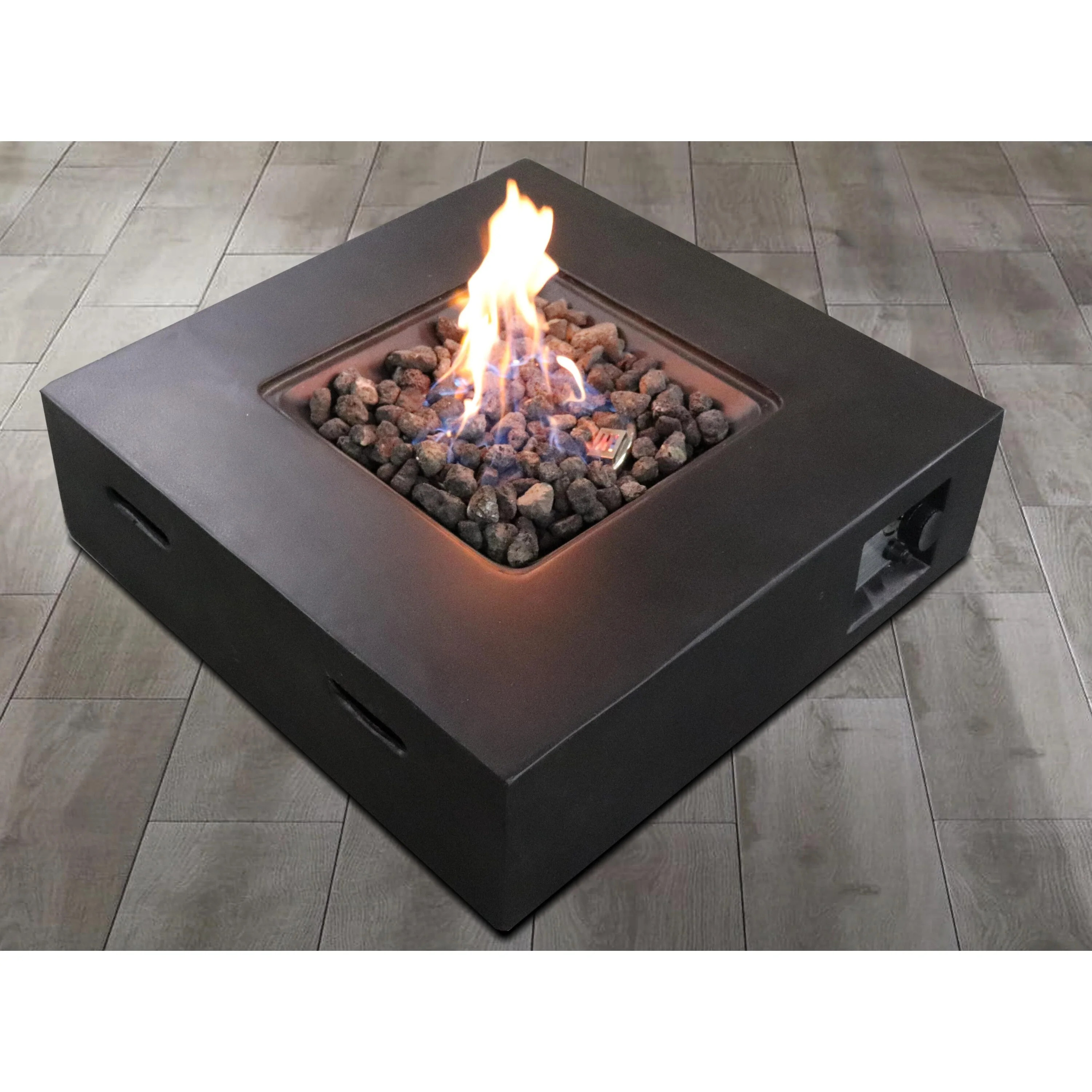 Living Source International Stone Propane/Natural Gas Fire Pit Table - Charcoal