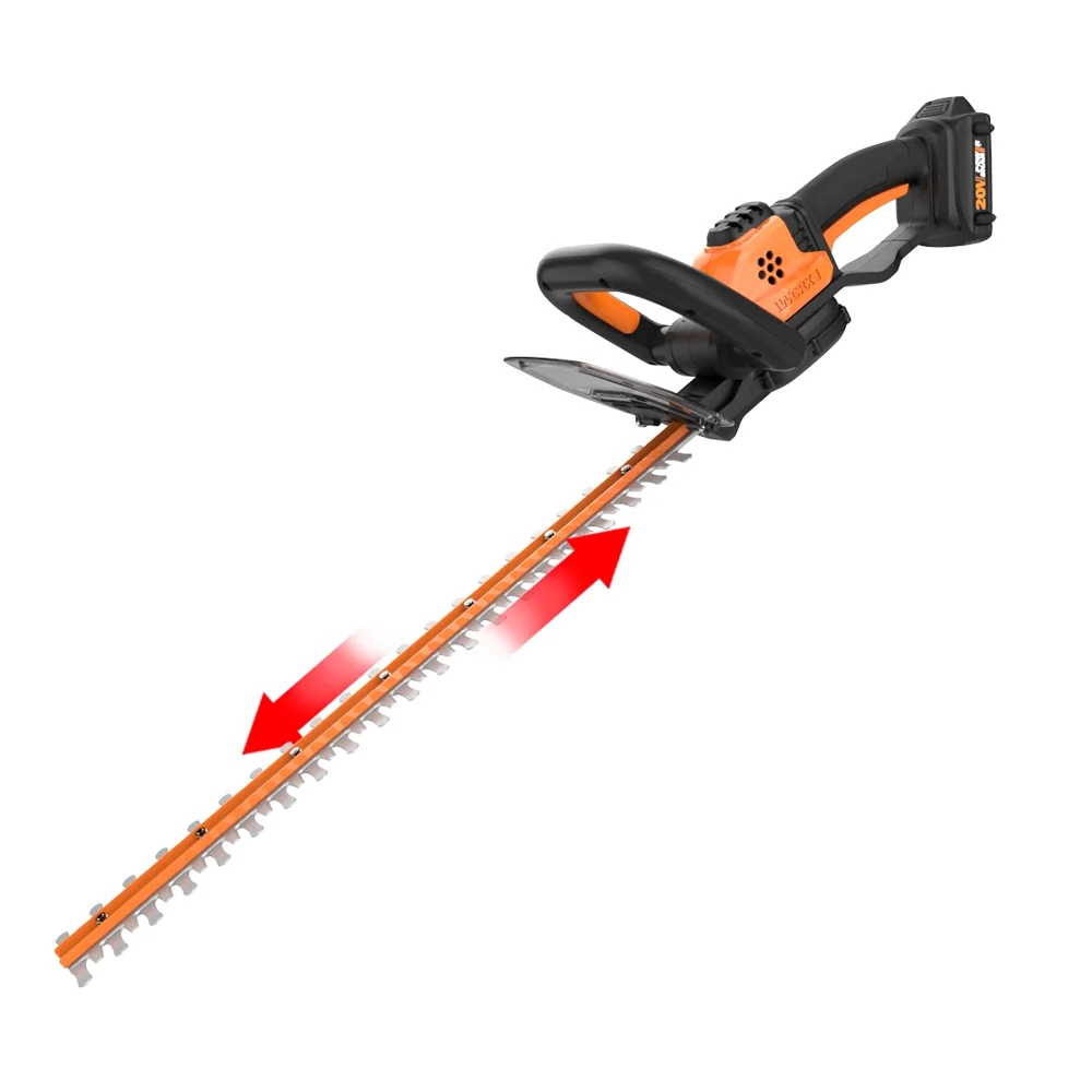 Worx WG261 20 Volt Power Share Cordless Battery 22 Inch Hedge Trimmer, Orange