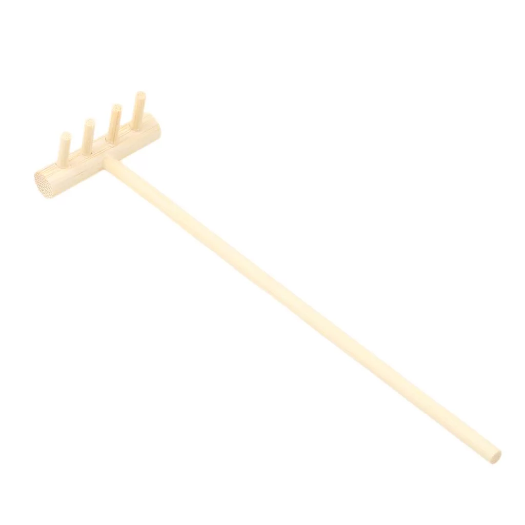 Natural Wood Chip Meditation Accessories Rake Garden Sand Tray Wooden Rake