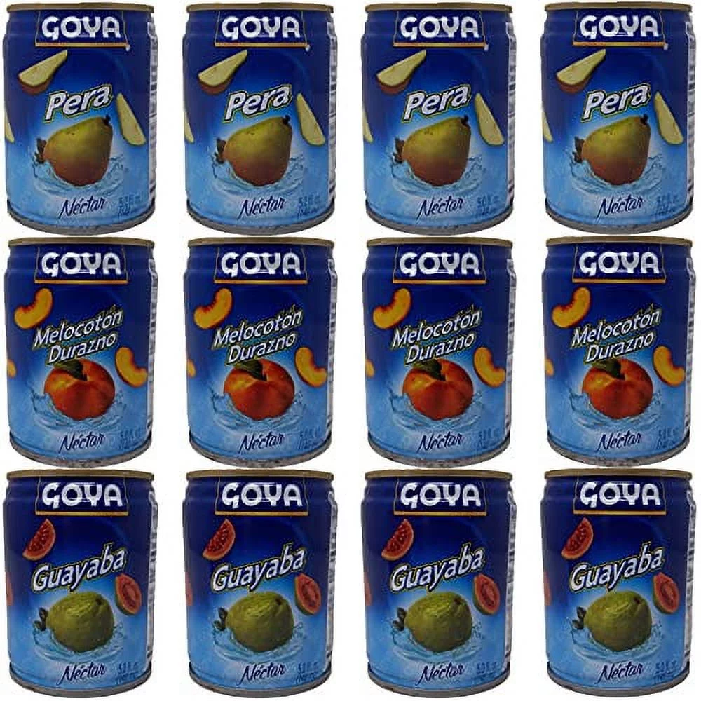 (3 pack) Nectar Variety Pack by Goya | Guava, Peach, Pear | 5 FL OZ | Pack of 12