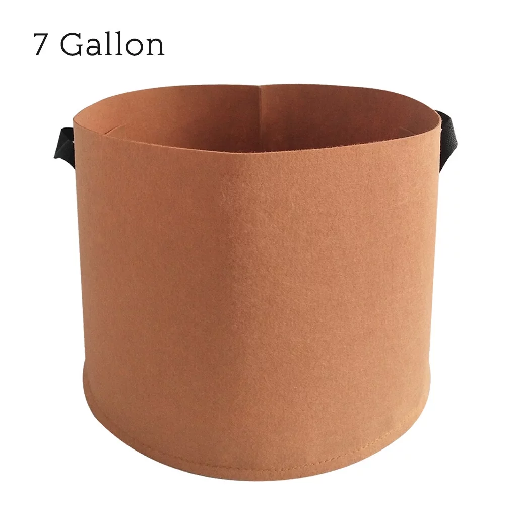 1111Fourone Grow Bag Thickened Non-woven Plant Fabric Pot Container with Handle for Garden Vegetable Flower, Brown & 7 Gallon