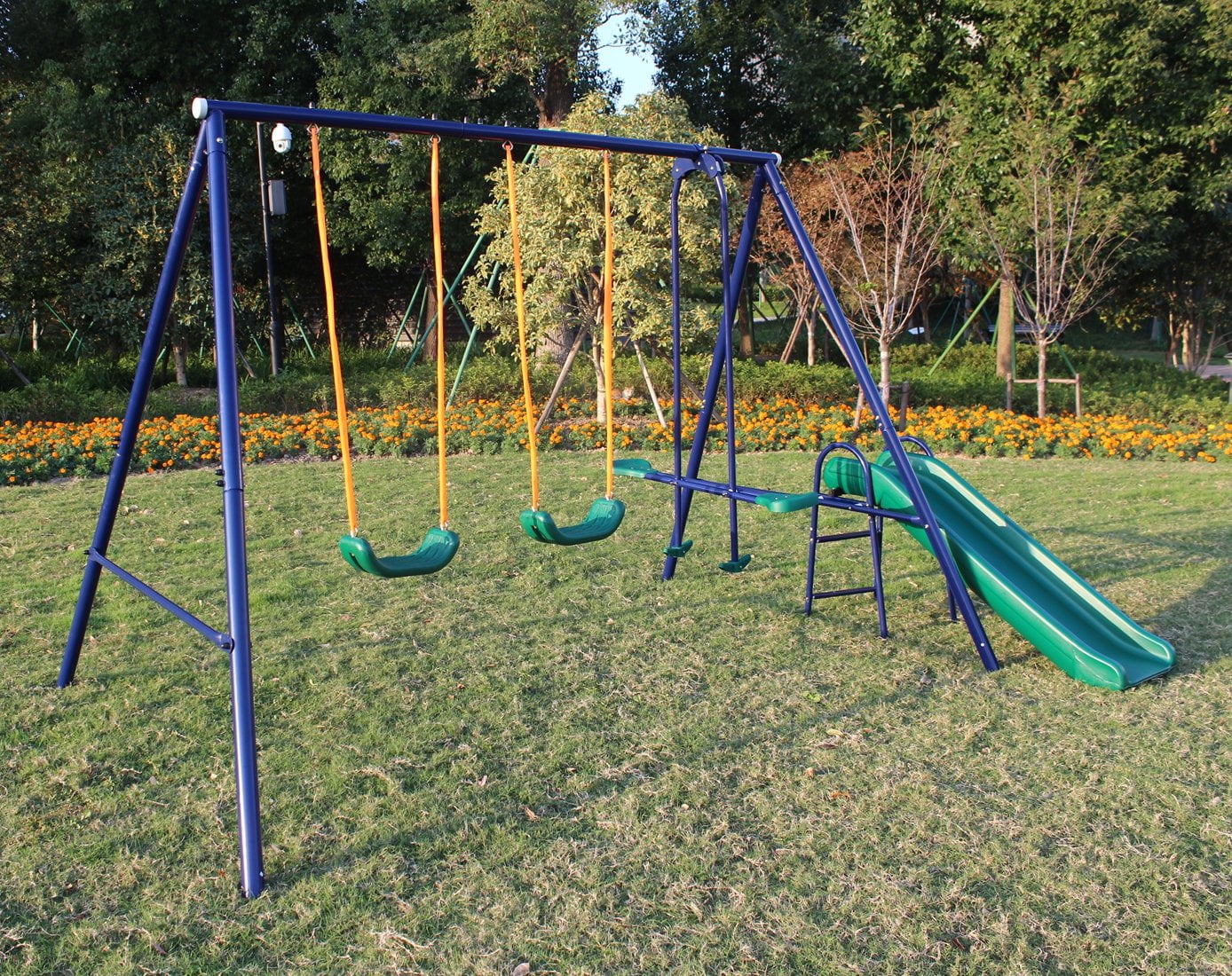 Powanli A-Frame Metal Swing Set w/ Slide