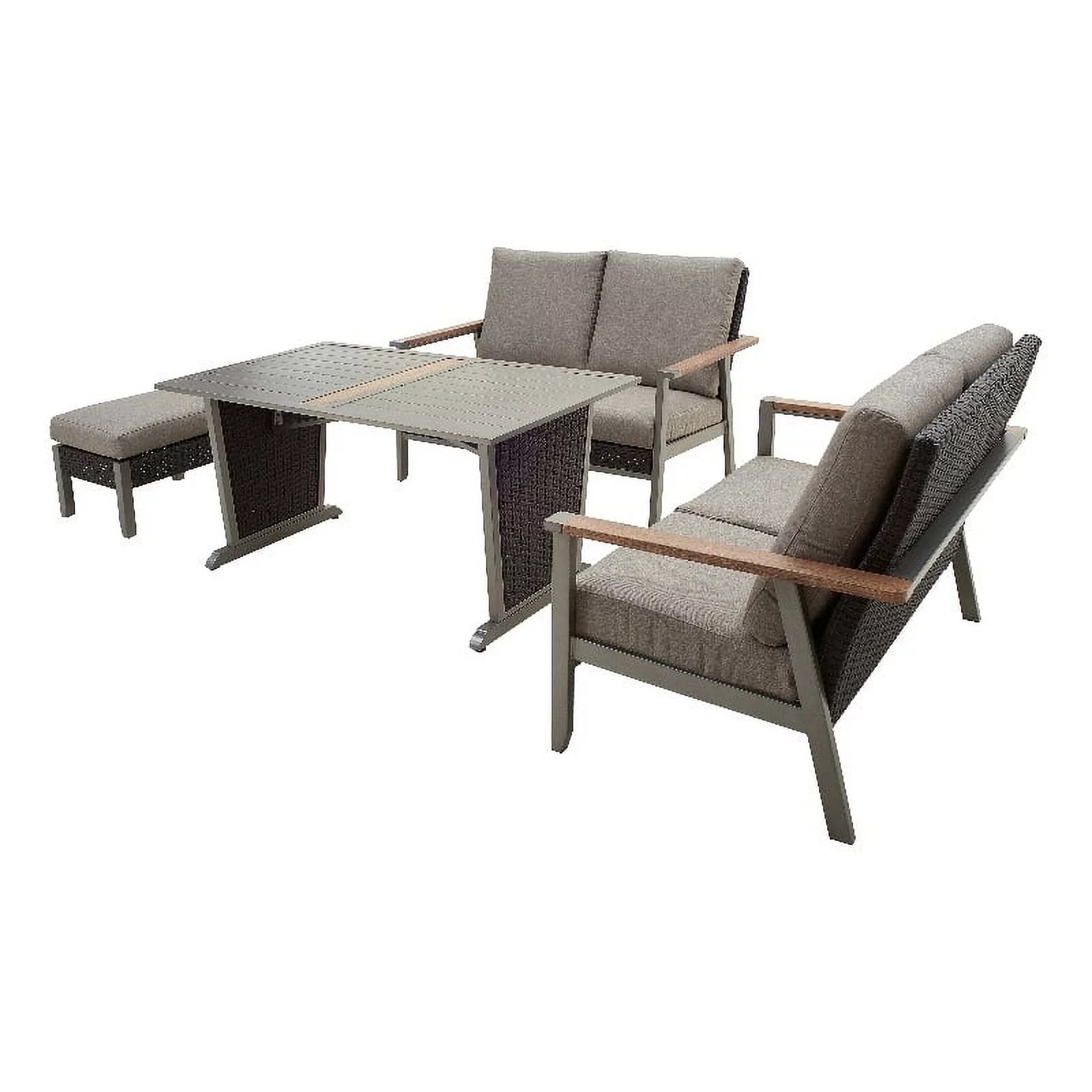 Patio Festival Metal 4-Piece Outdoor Dining Set in Gray/Beige