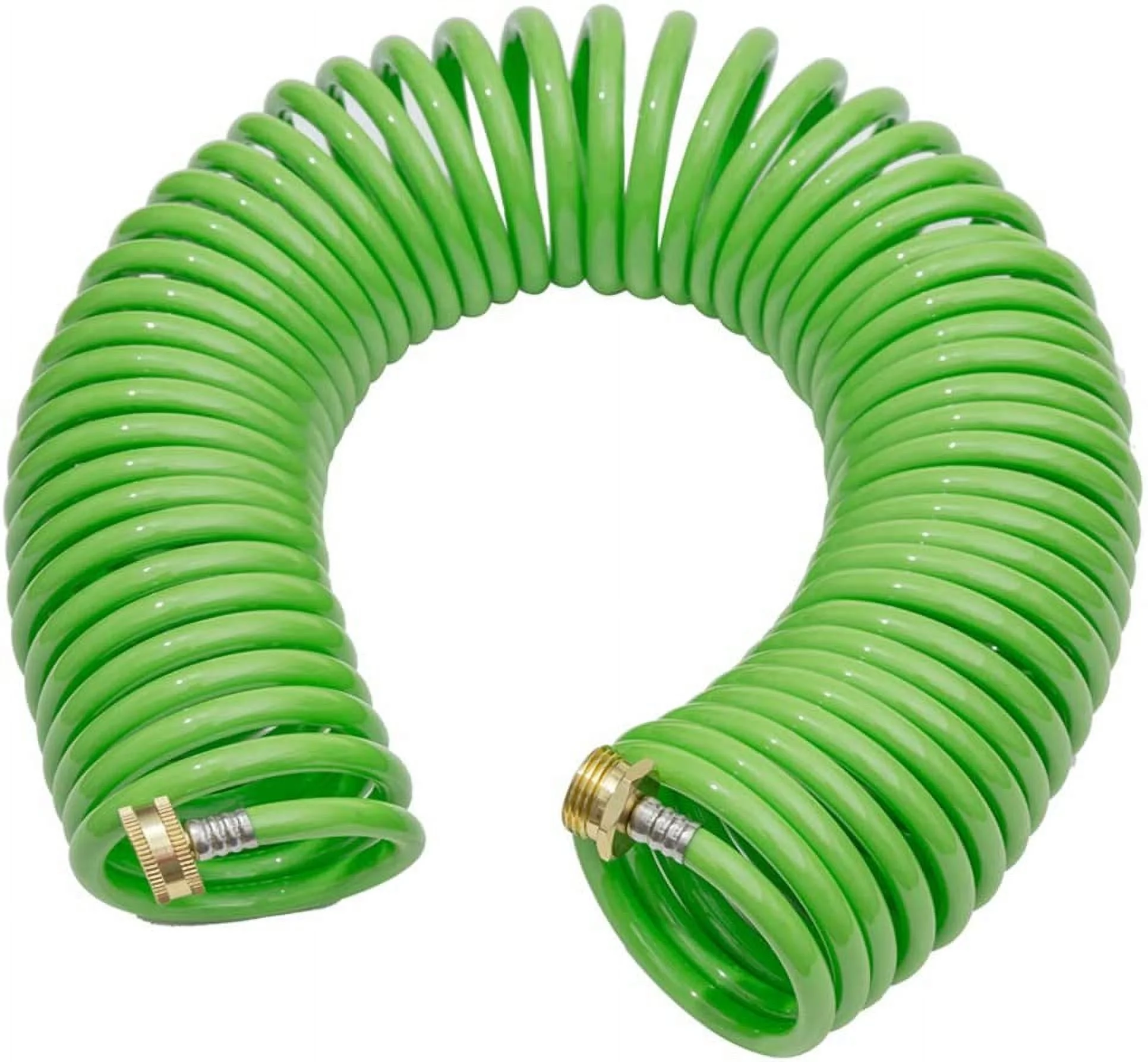 GREEN MOUNT Coil Garden Water Hose Premium PU With Brass Connectors Retractable self Coiling 50 ft Recoil RV Boat Hose