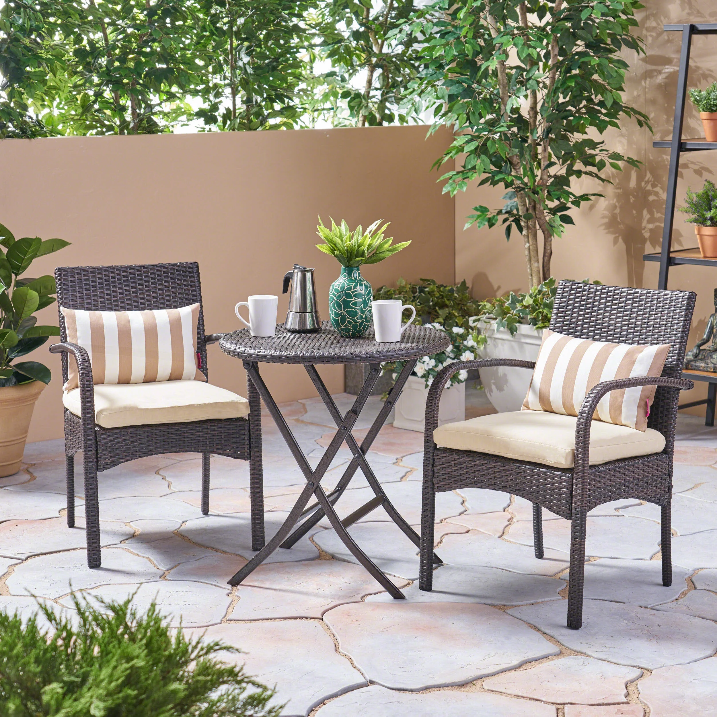 CoSoTower Bistro Set, Two Cushioned Chairs and One Table
