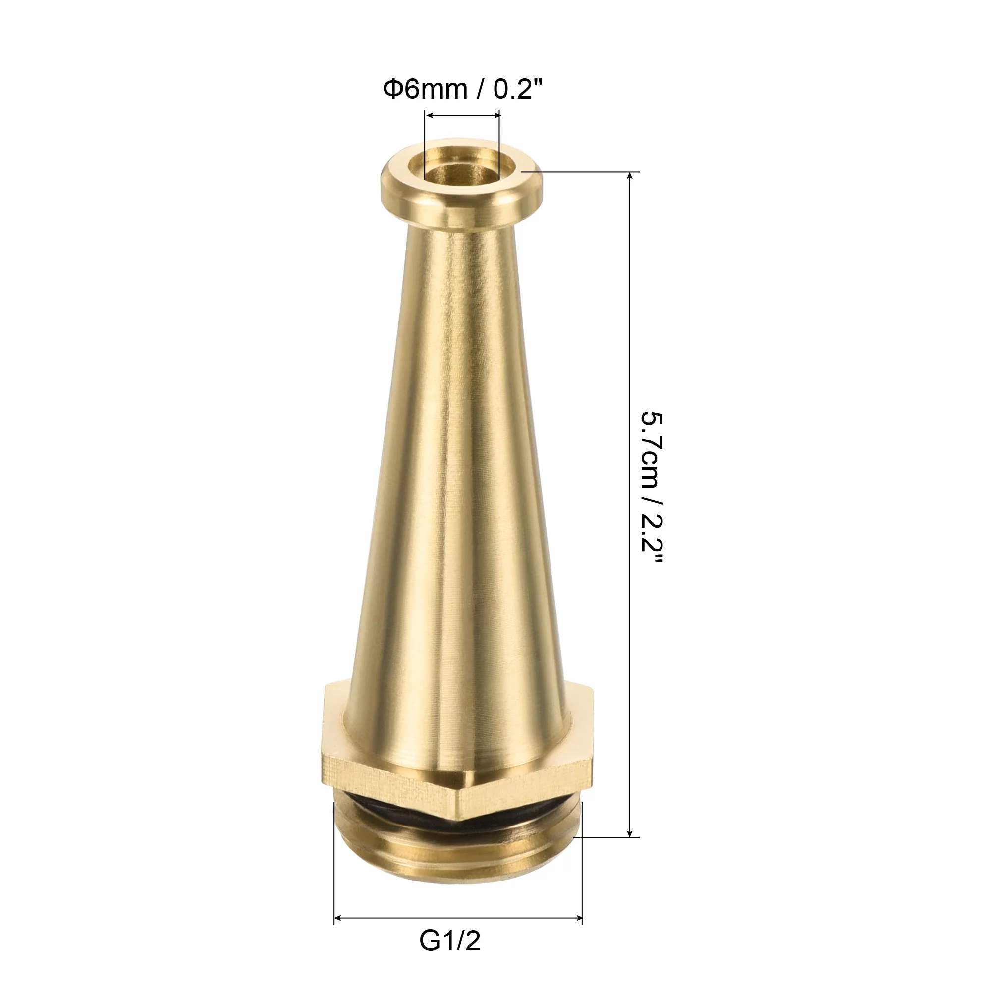 Uxcell G1/2 Brass Hose Nozzle Valve 2.2'' Length Jet Cleaning for Garden, Yellow