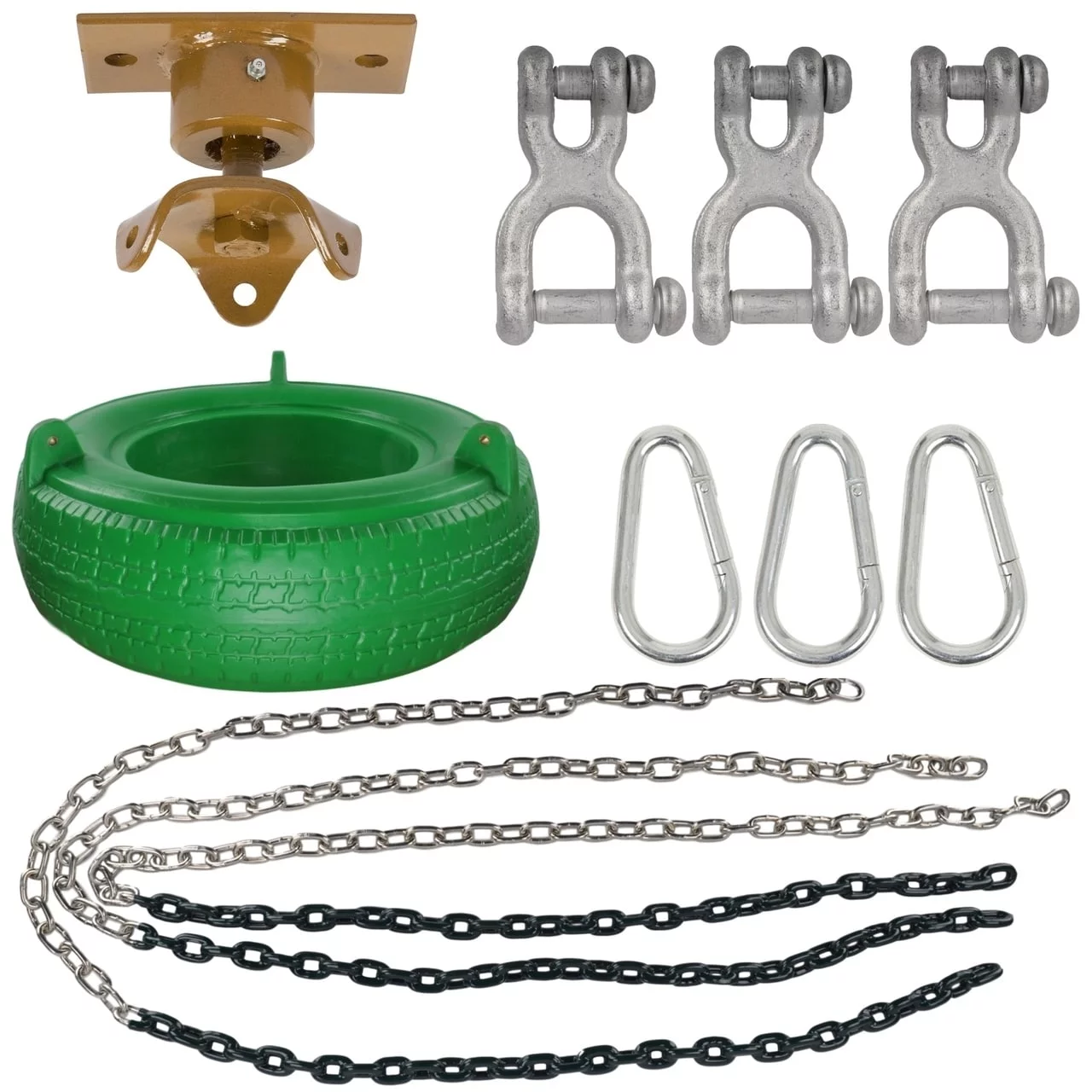 Swing Set Stuff Inc. Complete Tire Kit (Green) with Heavy Duty Swivel and SSS Logo Sticker