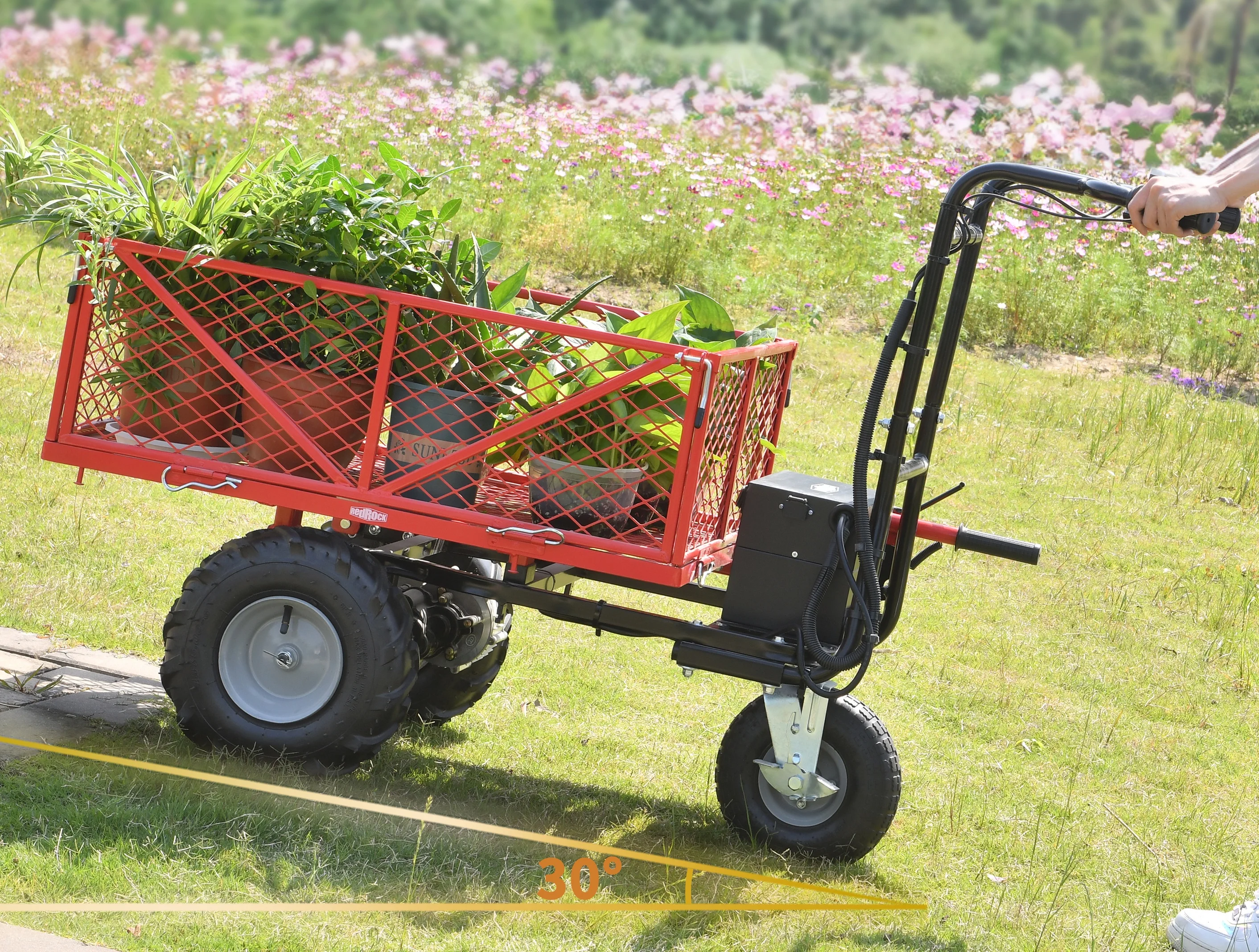 Bellemave Utility Cart Electric Powered Cart, 48V28Ah 500W Capacity 500lbs (230kg) Material Hauler 1000lbs Towing Garden Cart-Black