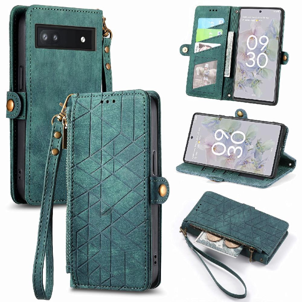 Flip Case for Google Pixel 6A Shockproof Wallet Leather Case Simple Business Flip Cover