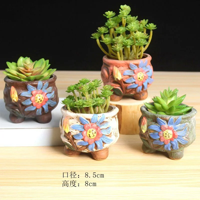 Hand-painted Ceramic Succulent Plant Pot, Korean Style Small Succulent Flower Pot, Desktop Mini Planter