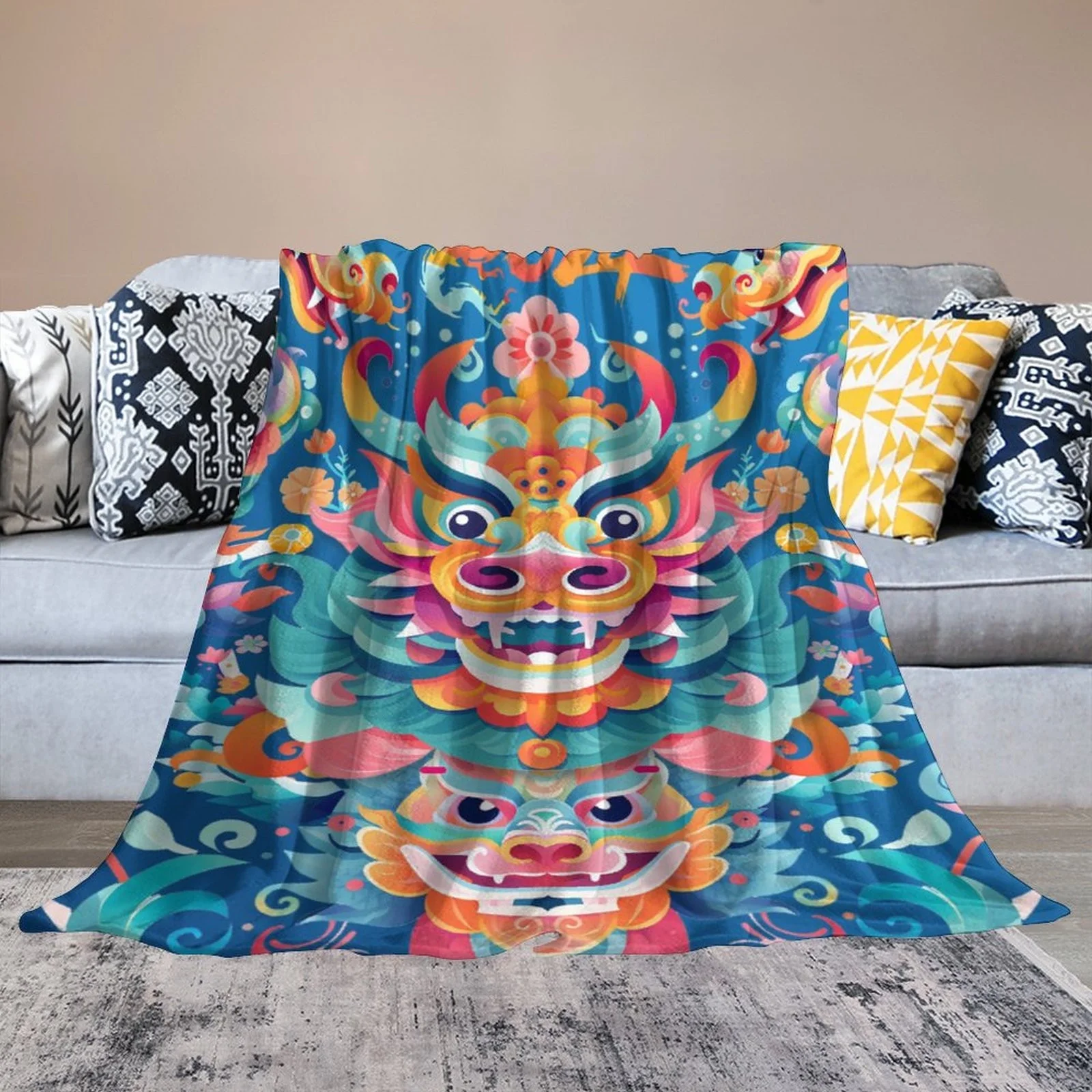 iju7gthy Carpet Rake to Fluff Carpet Metal 4th of July Chinese New Year Blanket Super Soft Flannel All Lightweight Living Room/Bedroom Warming Blanket 150X200Cm