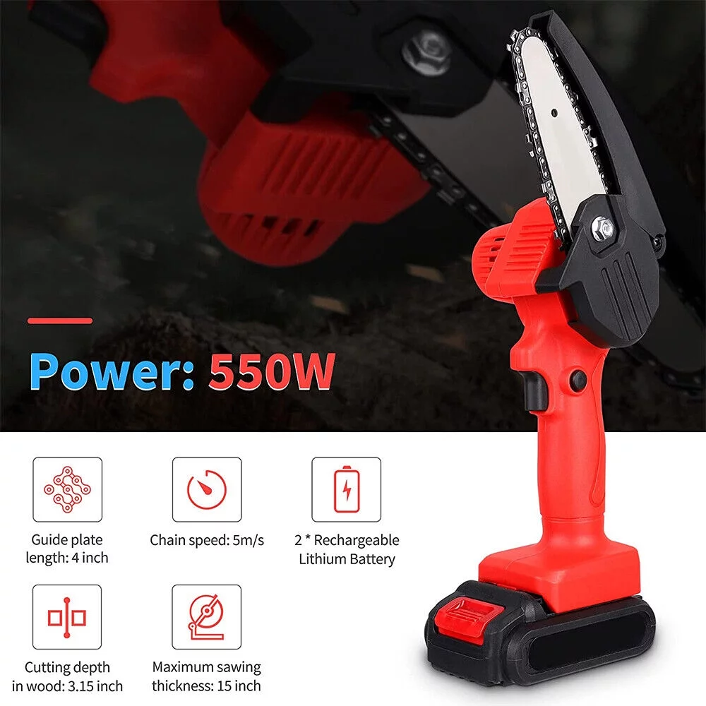 JLLOM Efficient Cutting Rechargeable Mini Chainsaw 24V Handheld Cordless Feller Kit
