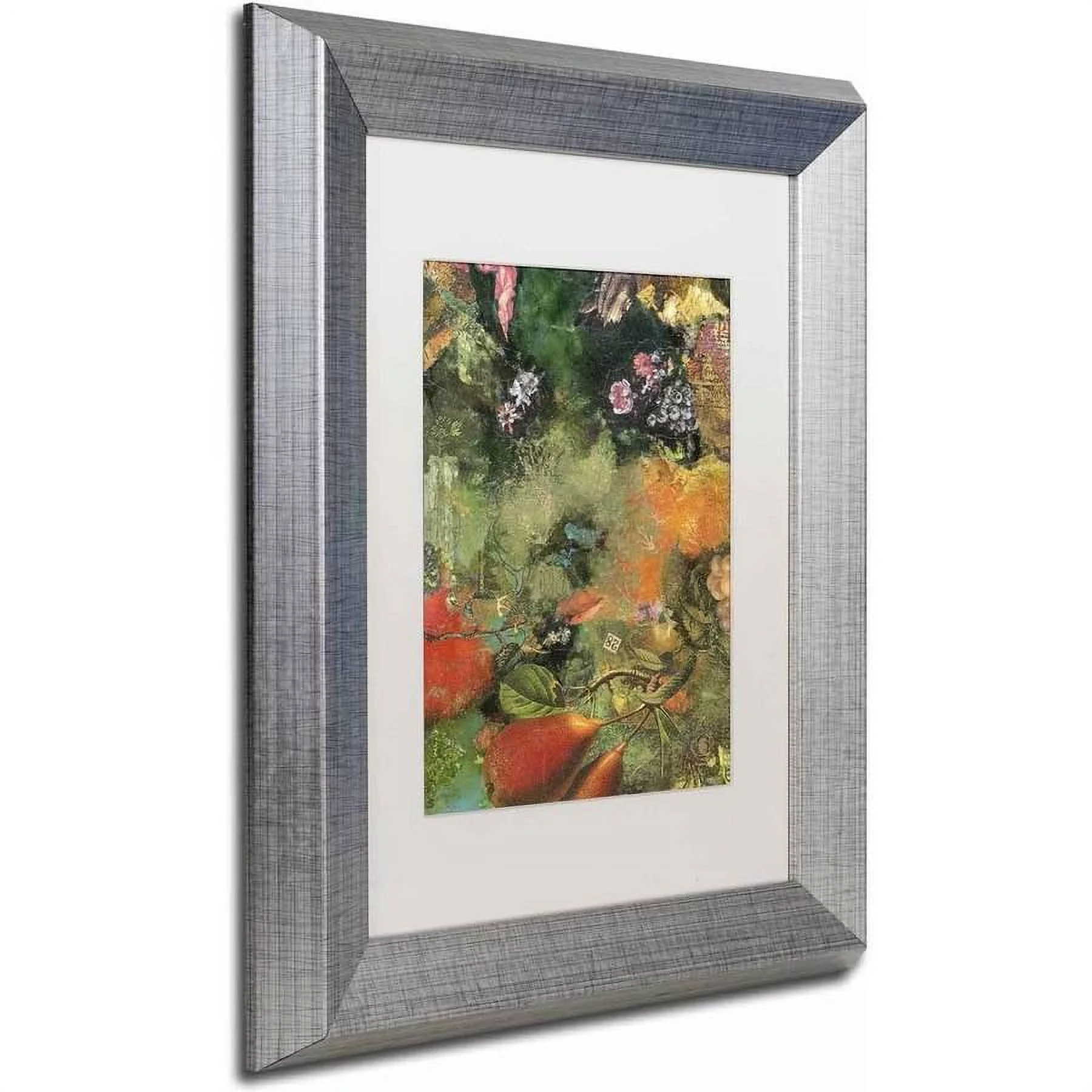 Trademark Fine Art 'Oregon Pears' Canvas Art by Nick Bantock, White Matte, Silver Frame