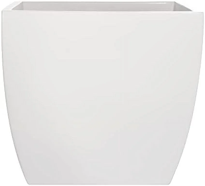 Pacifica Square Curved Fiberglass Planter, White, 12 Inch