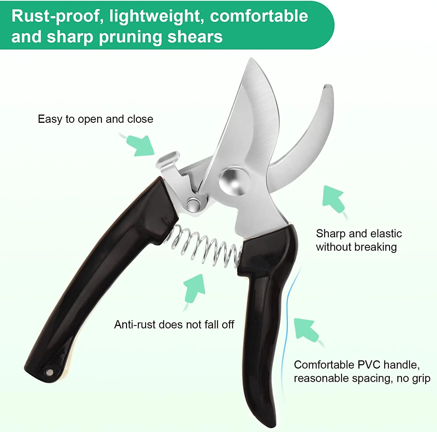 Premium garden shears, MEPEREZ womem gardening scissors, 1anvil snips and1 bypass clippers, For Pruning Roses, Flowers, Trees,Hedge, Live Plants, lightweight plant clippers, 2 pack, pruners black