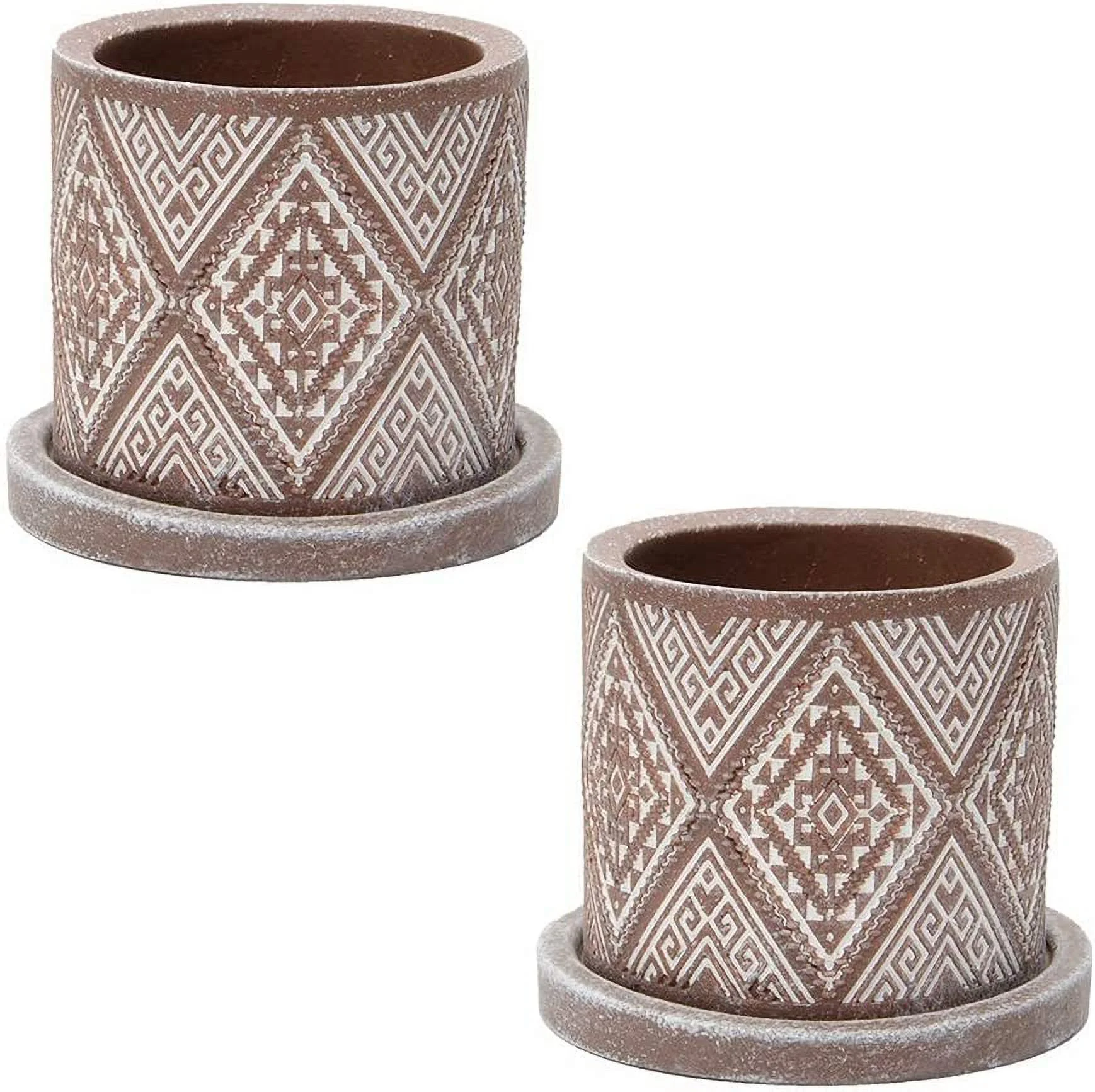 Planter Pots Rnd, Cement Flower Pots, with Drainage Hole and Tray, Plants for Succulents, Succulents, Planter Flower, Planters for Home Décor. 2pcs Brown Wash (Brown Wash)