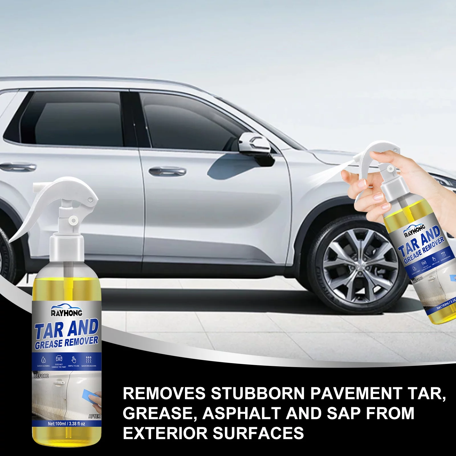 Car oil remover effective removal of surface dirt oil stains tar asphalt tree SAP cleaning agent