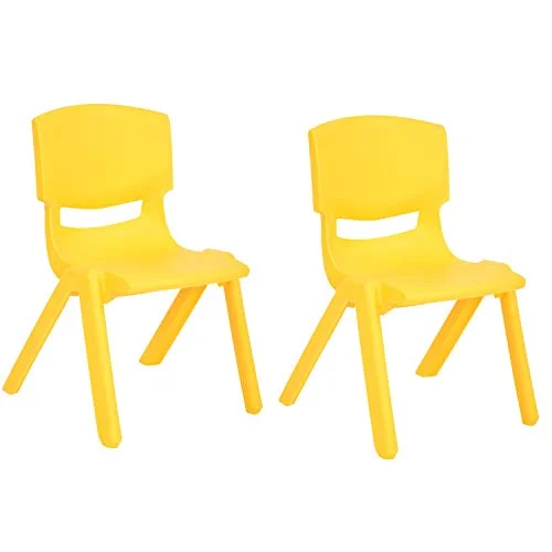 JOON Stackable Plastic Kids Learning Chairs, (2-Pack), 20.5x12.75X11 Inches, The Perfect Chair for Playrooms, Schools, Daycares and Home, Green