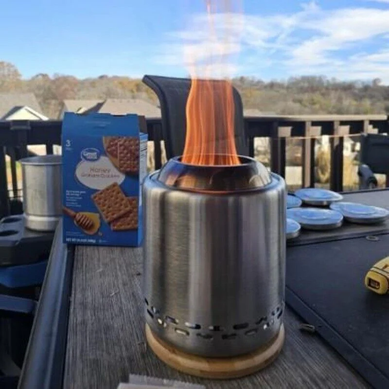 Tabletop Fire Pit with Stand, Low Smoke , 360° Airflow Mini Fire Pit