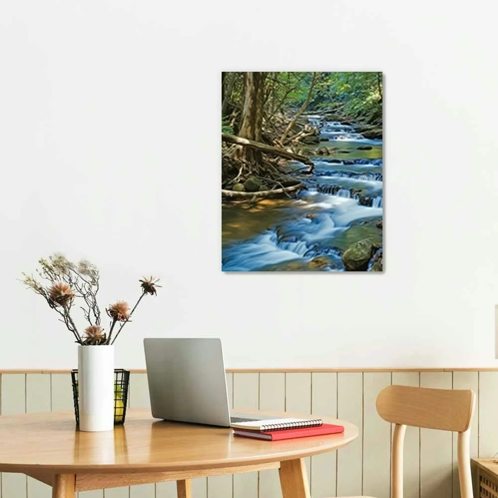 PRATYUS Waterfall Canvas Wall Art Decor for Living Room,Calming Falls Picture Prints of Relaxing Pond in Tropical Forest Unframed 16X20 inch